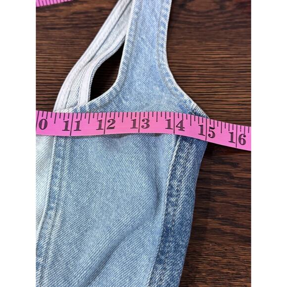 Patchwork Denim Cropped patchwork Sleeveless Halter Top Size Women’s Medium - Picture 5 of 11